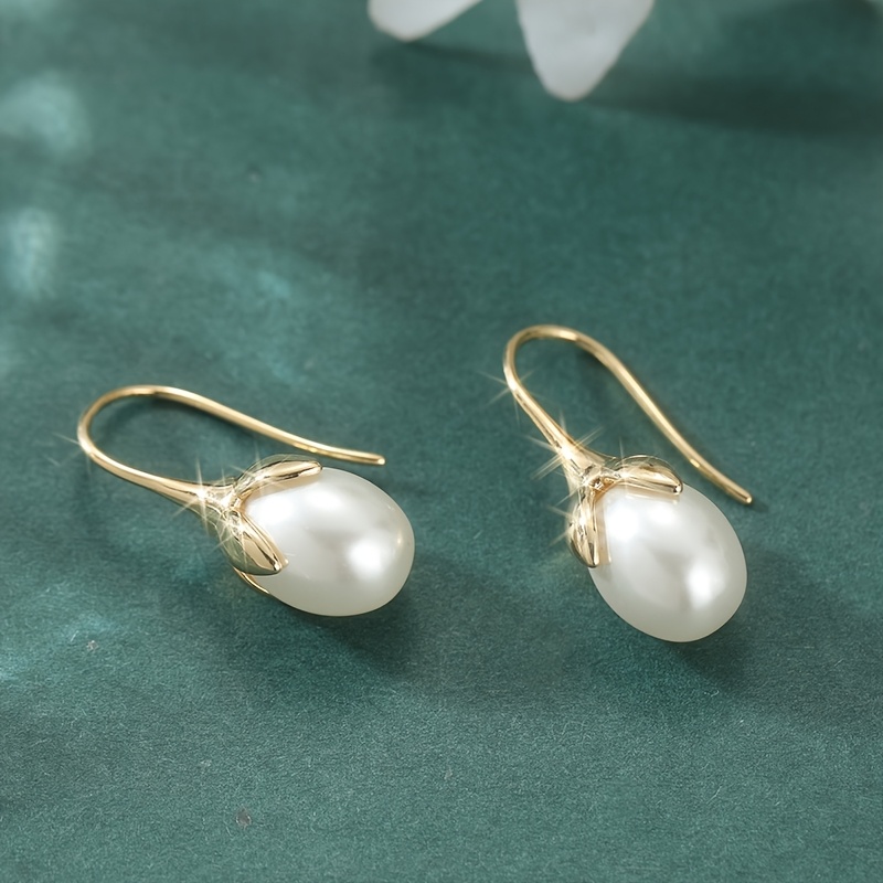 Women's Korean Style Shiny Golden Flower Hook Earrings